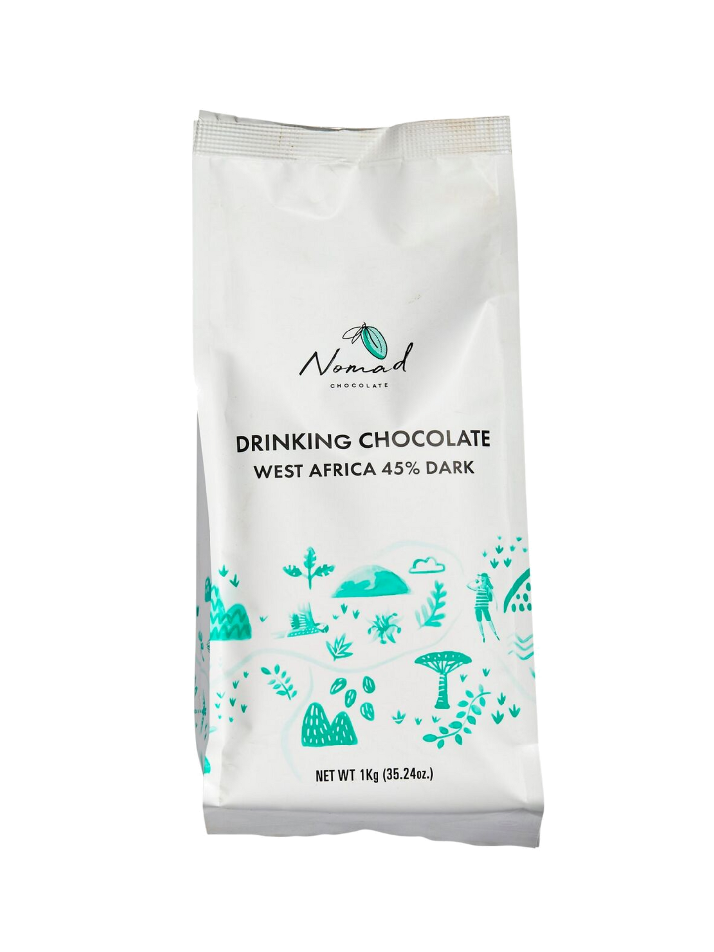 NOMAD DRINKING CHOCOLATE 1KG – WEST AFRICAN BLEND 45% - Vegan, Dairy & Gluten Free